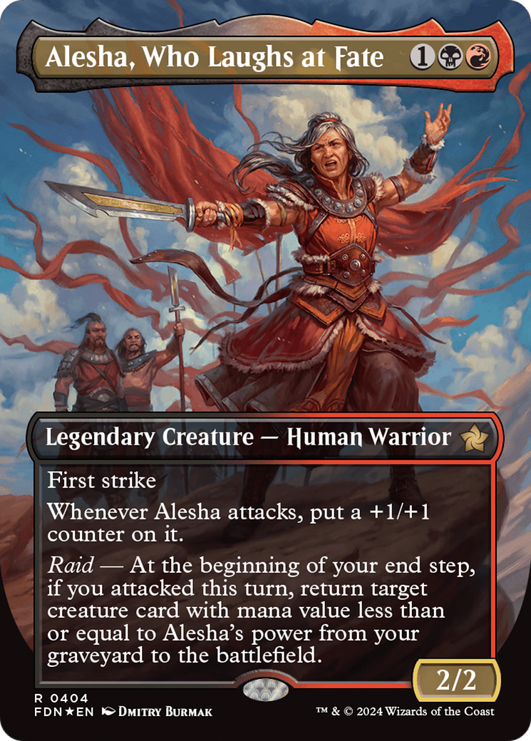 Alesha, Who Laughs at Fate (Borderless) (Mana Foil) [Foundations] | GnG Games