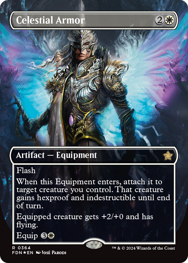 Celestial Armor (Borderless) (Mana Foil) [Foundations] | GnG Games