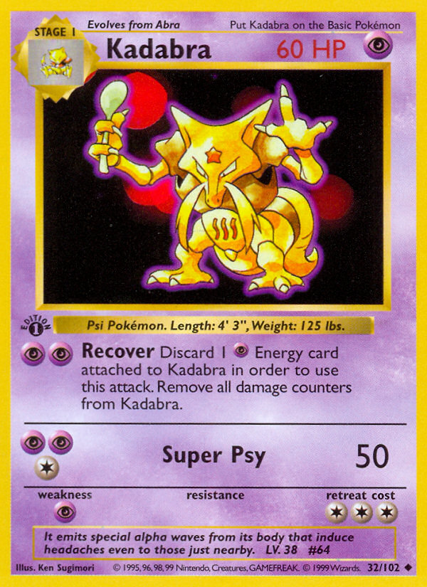 Kadabra (32/102) (Shadowless) [Base Set 1st Edition] | GnG Games