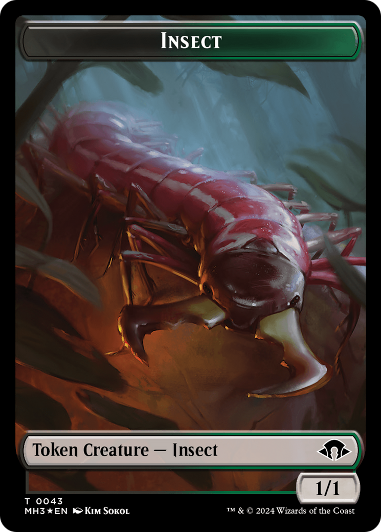 Insect (0043) (Ripple Foil) // Zombie Double-Sided Token [Modern Horizons 3 Tokens] | GnG Games