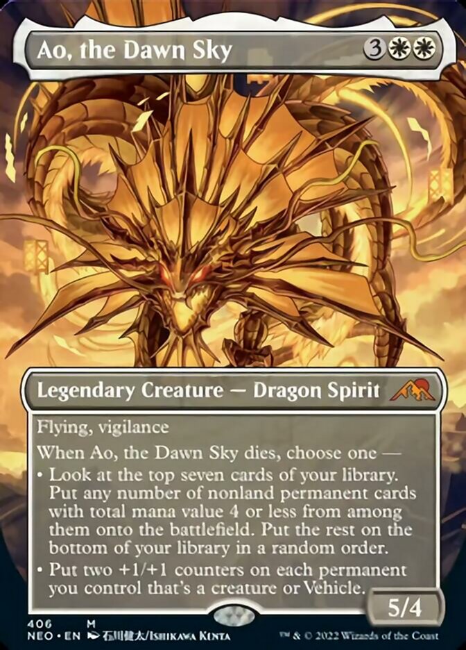 Ao, the Dawn Sky (Borderless Alternate Art) [Kamigawa: Neon Dynasty] | GnG Games