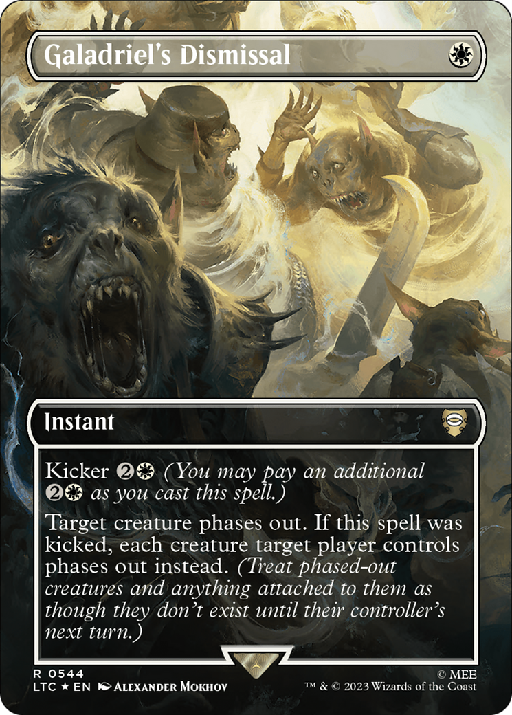 Galadriel's Dismissal (Borderless) (Surge Foil) [The Lord of the Rings: Tales of Middle-Earth Commander] | GnG Games