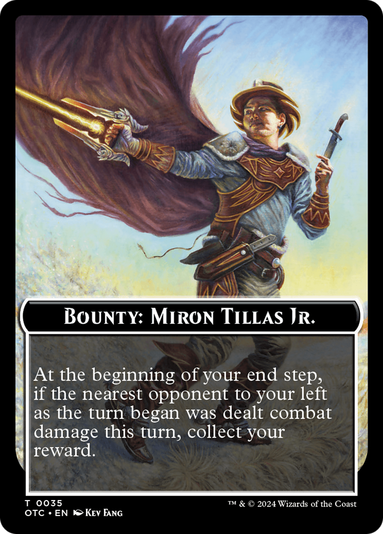 Bounty: Miron Tillas Jr. // Bounty Rules Double-Sided Token [Outlaws of Thunder Junction Commander Tokens] | GnG Games