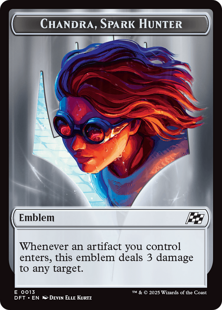 Emblem - Chandra, Spark Hunter // Vehicle Double-Sided Token [Aetherdrift Tokens] | GnG Games