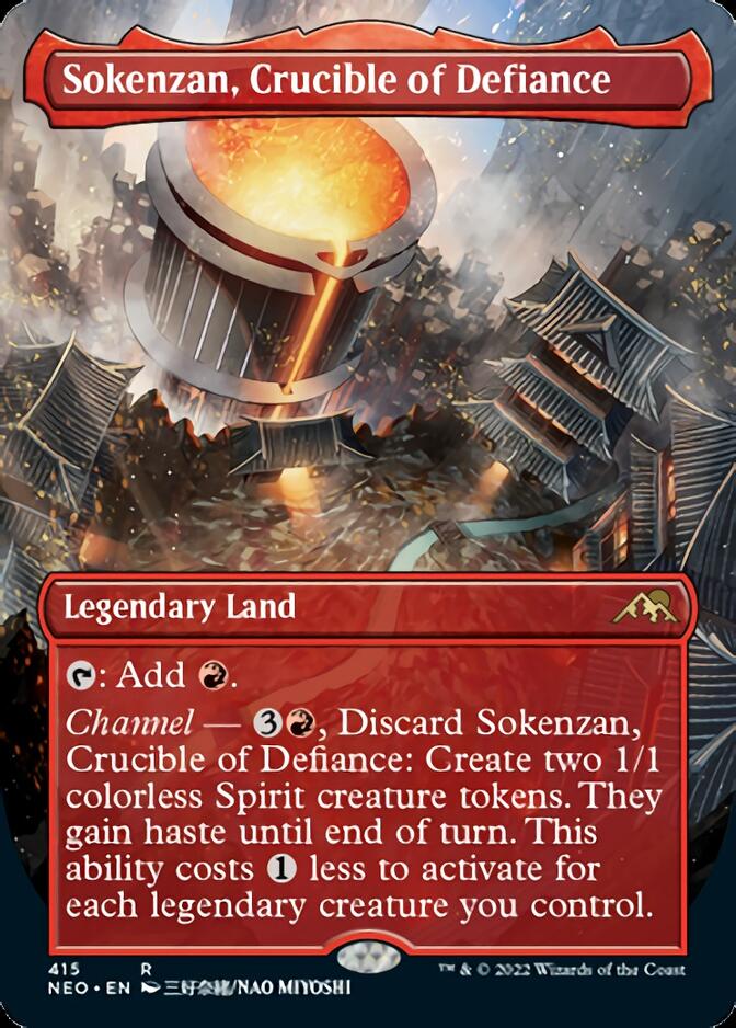 Sokenzan, Crucible of Defiance (Borderless Alternate Art) [Kamigawa: Neon Dynasty] | GnG Games