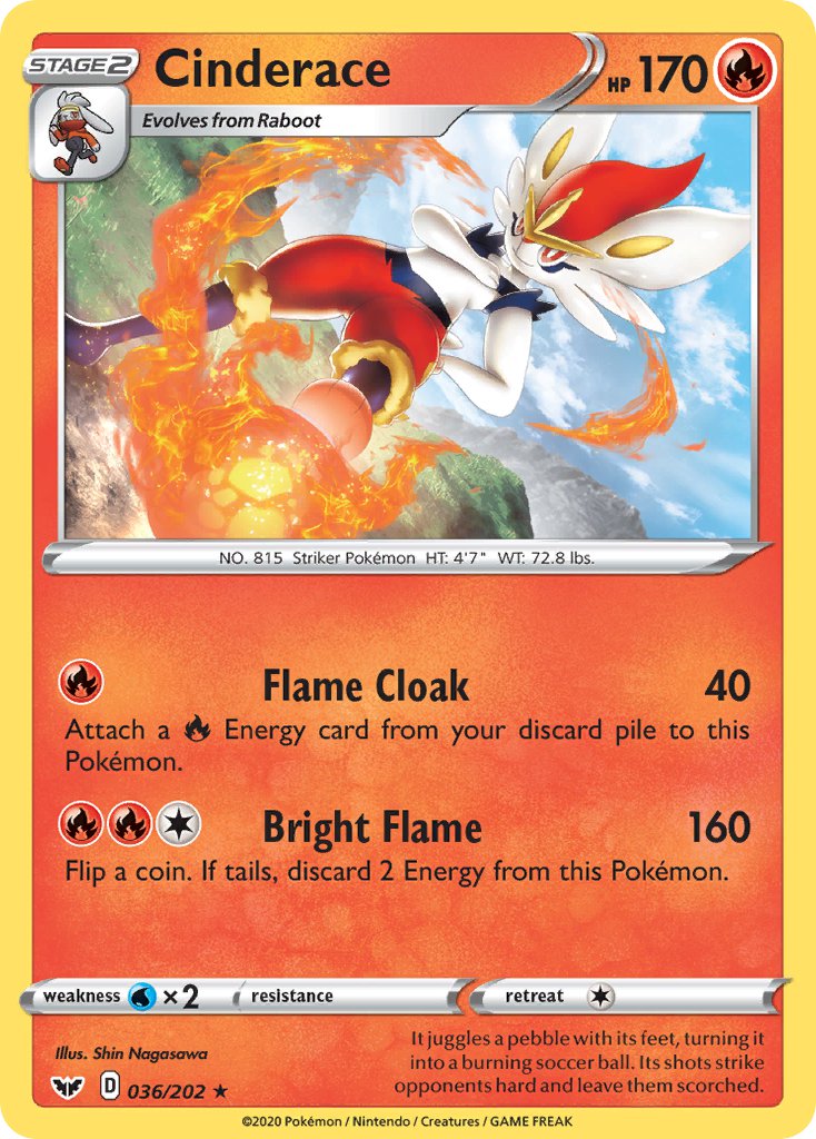 Cinderace (036/202) (Cracked Ice Holo) (Theme Deck Exclusives) [Sword & Shield: Base Set] | GnG Games