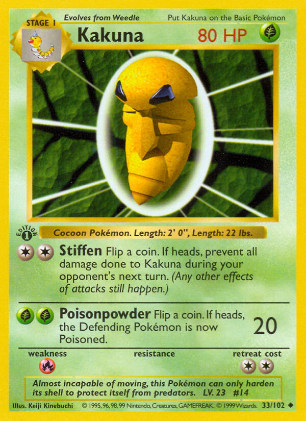 Kakuna (33/102) (Shadowless) [Base Set 1st Edition] | GnG Games