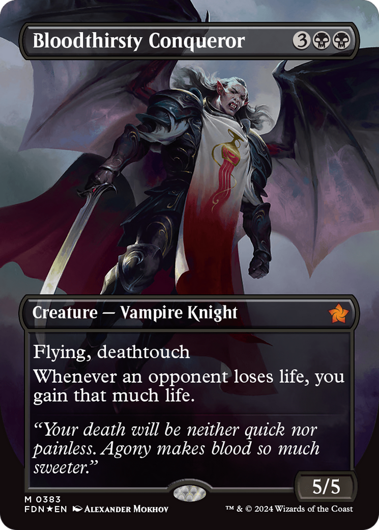 Bloodthirsty Conqueror (Borderless) (Mana Foil) [Foundations] | GnG Games