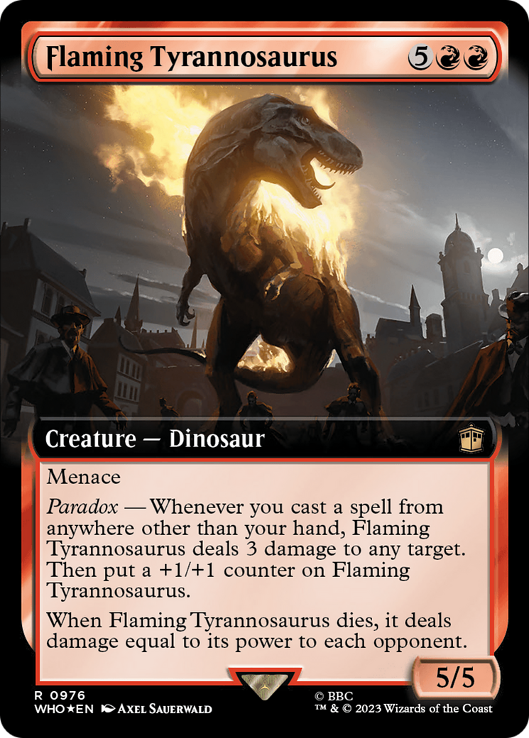 Flaming Tyrannosaurus (Extended Art) (Surge Foil) [Doctor Who] | GnG Games