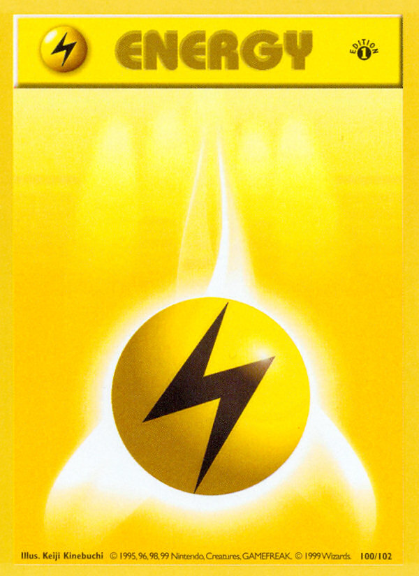 Lightning Energy (100/102) (Shadowless) [Base Set 1st Edition] | GnG Games