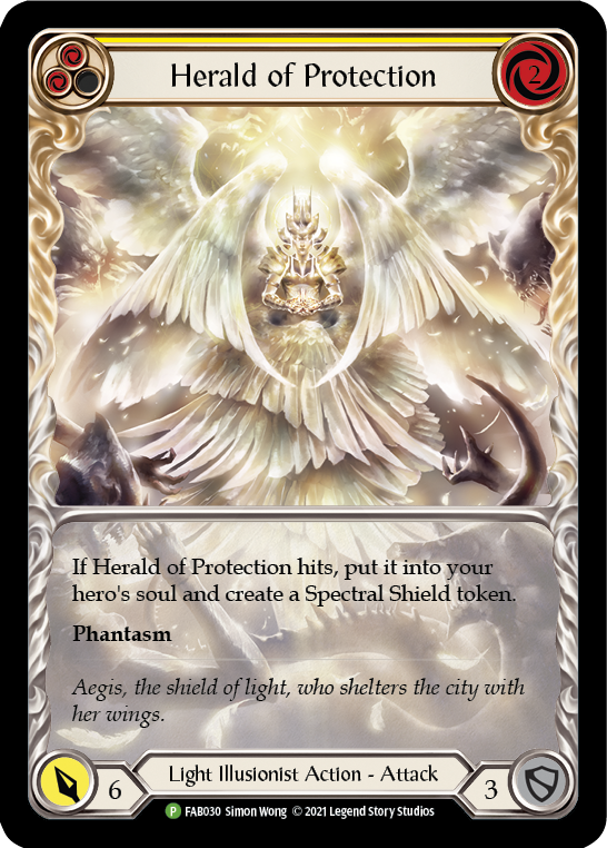 Herald of Protection (Yellow Extended Art) [FAB030] (Promo)  Rainbow Foil | GnG Games