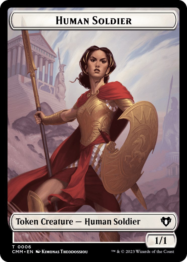 Human Soldier // Dragon (0021) Double-Sided Token [Commander Masters Tokens] | GnG Games