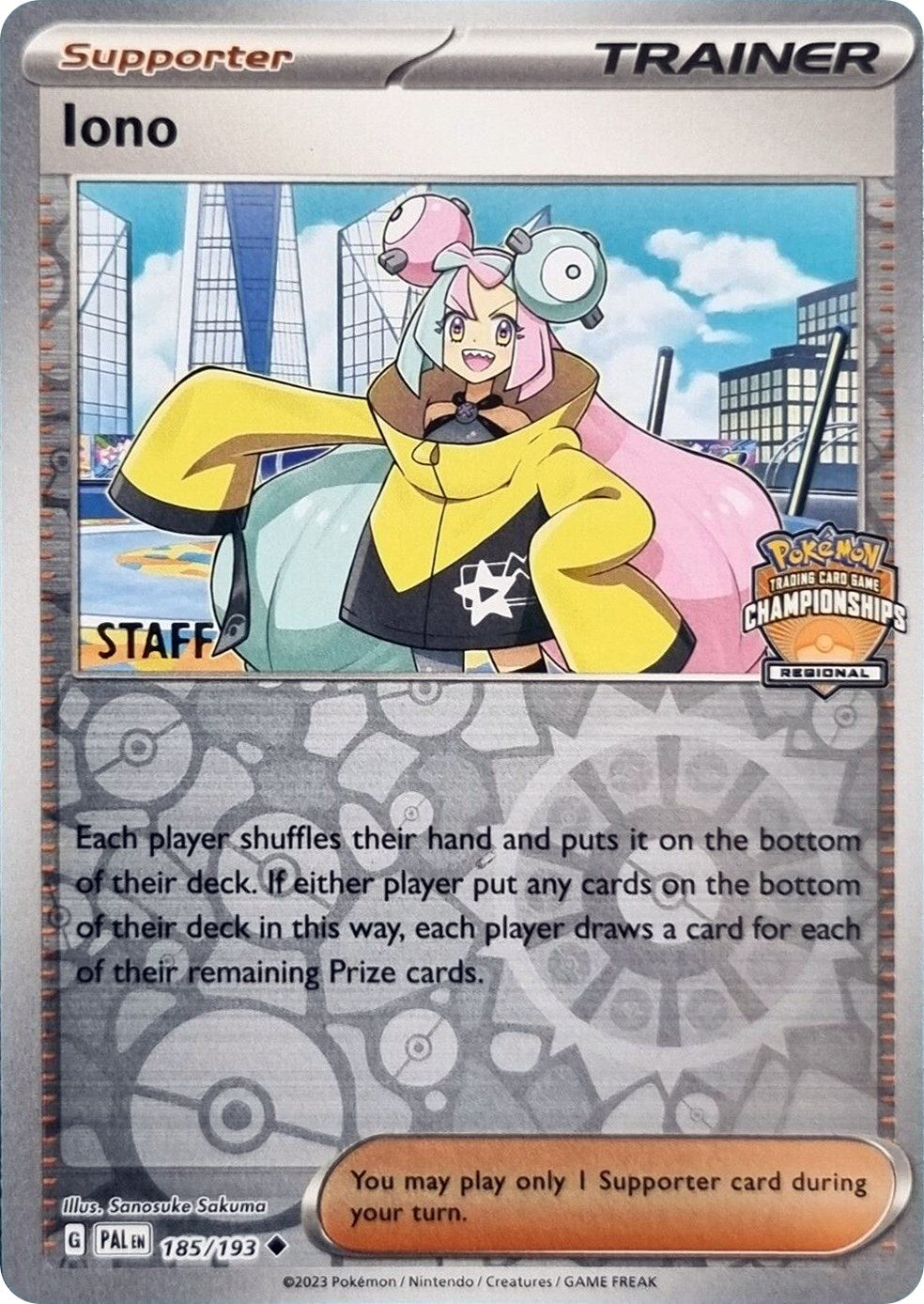 Iono (185/193) (Regional Championships Promo Staff) [League & Championship Cards] | GnG Games