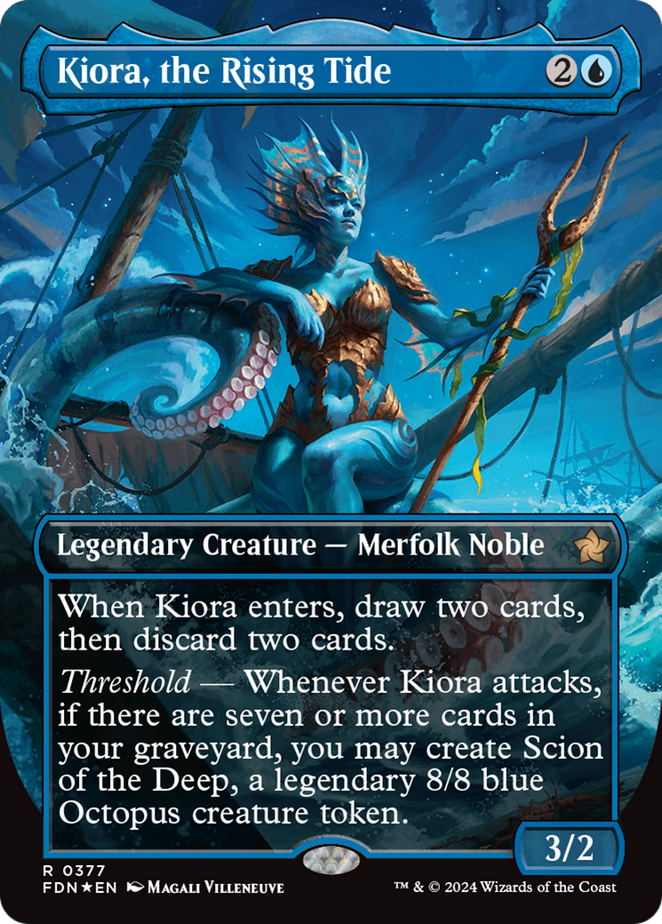 Kiora, the Rising Tide (Borderless) (Mana Foil) [Foundations] | GnG Games