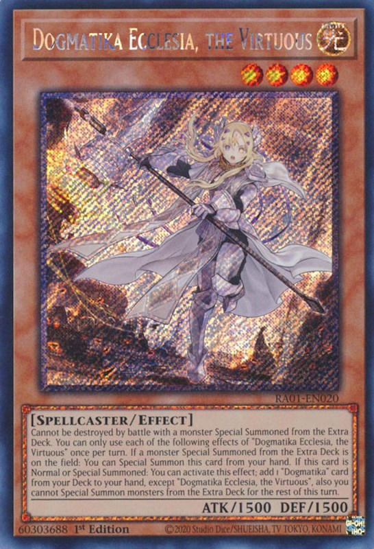 Dogmatika Ecclesia, the Virtuous [RA01-EN020] Platinum Secret Rare | GnG Games