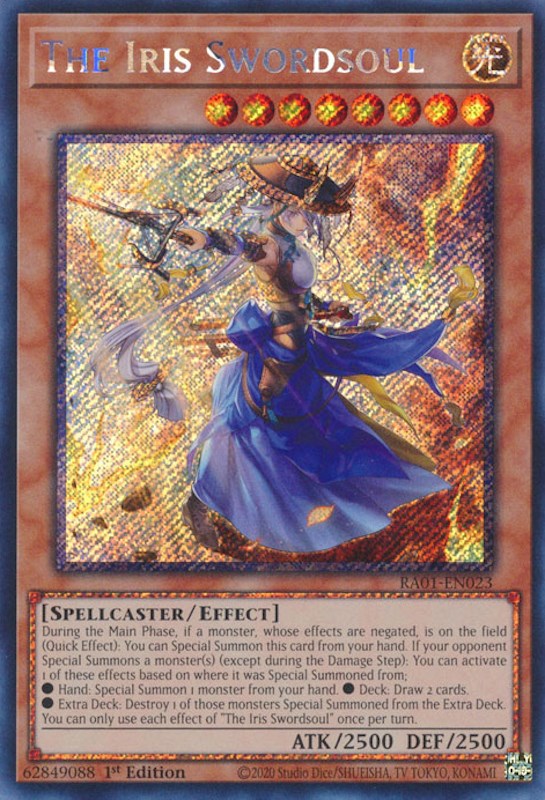 The Iris Swordsoul [RA01-EN023] Platinum Secret Rare | GnG Games