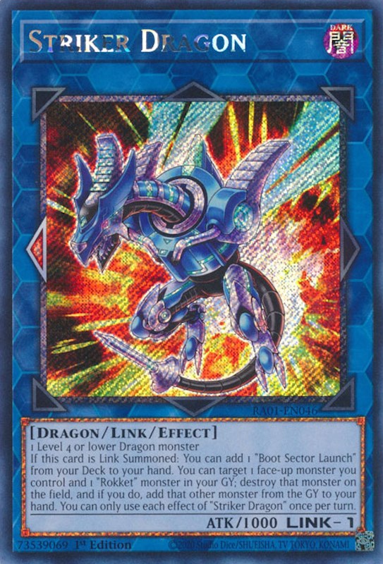 Striker Dragon [RA01-EN046] Platinum Secret Rare | GnG Games