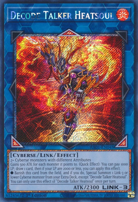 Decode Talker Heatsoul [RA01-EN048] Platinum Secret Rare | GnG Games