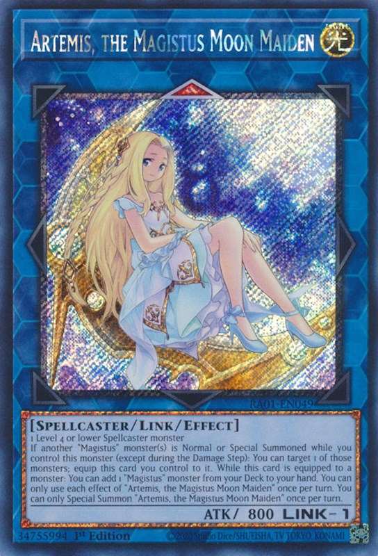 Artemis, the Magistus Moon Maiden [RA01-EN049] Platinum Secret Rare | GnG Games