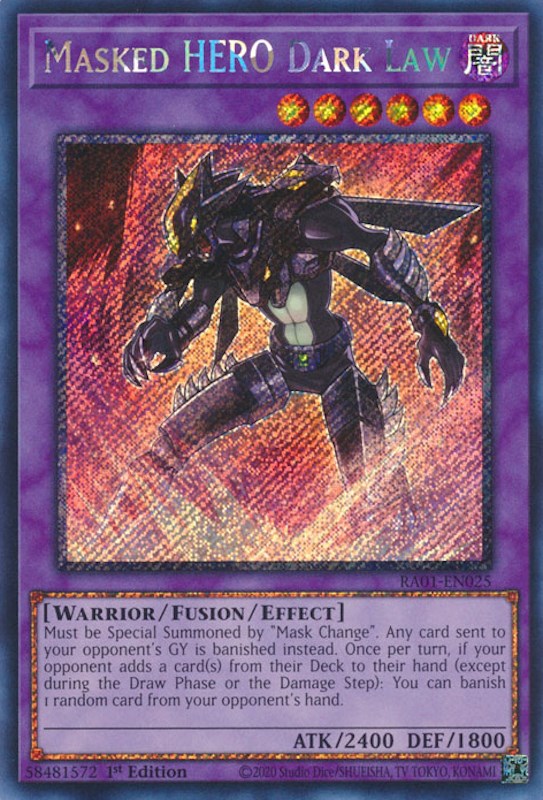 Masked HERO Dark Law [RA01-EN025] Platinum Secret Rare | GnG Games