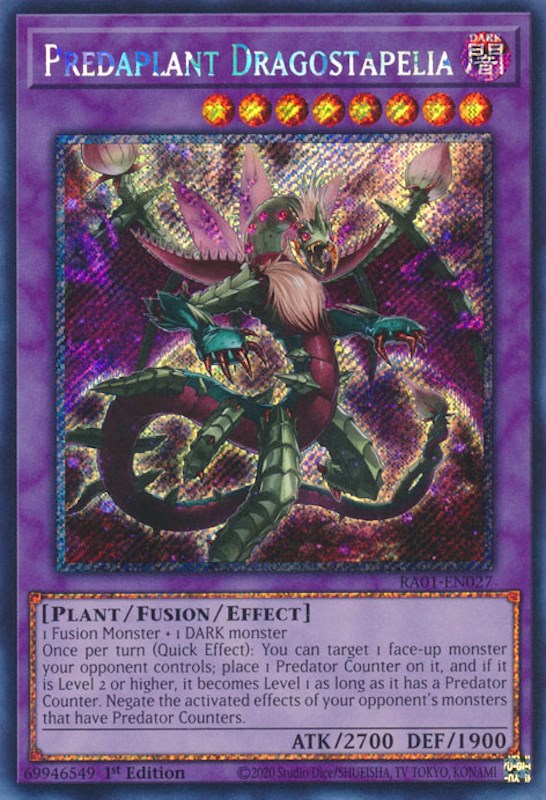 Predaplant Dragostapelia [RA01-EN027] Platinum Secret Rare | GnG Games