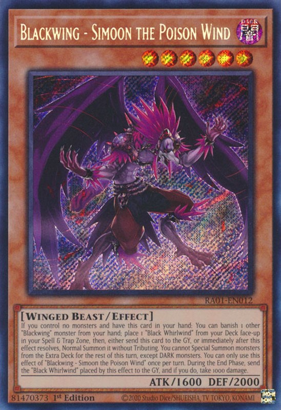 Blackwing - Simoon the Poison Wind [RA01-EN012] Secret Rare | GnG Games