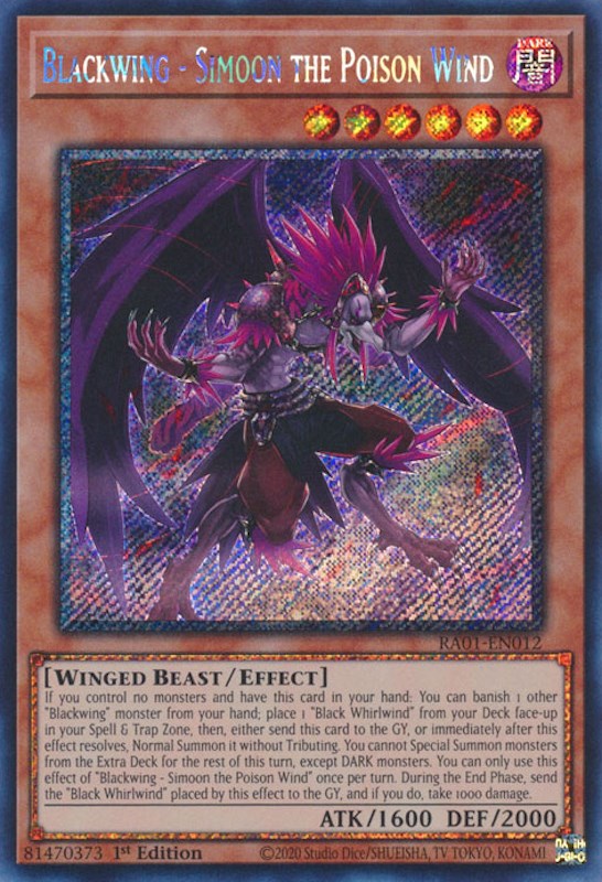 Blackwing - Simoon the Poison Wind [RA01-EN012] Platinum Secret Rare | GnG Games