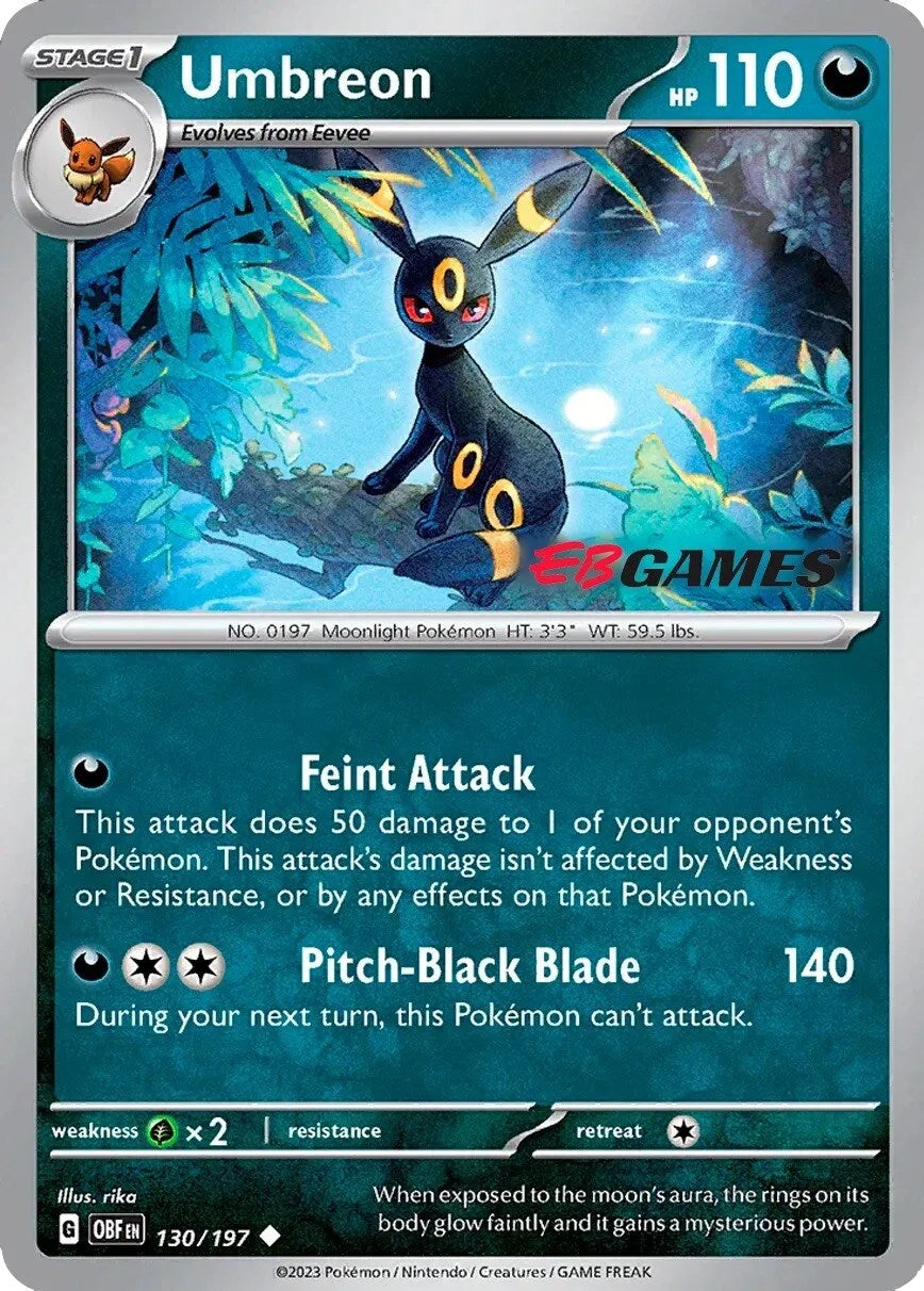 Umbreon (130/197) (EBGames Exclusive) [Scarlet & Violet: Obsidian Flames] | GnG Games