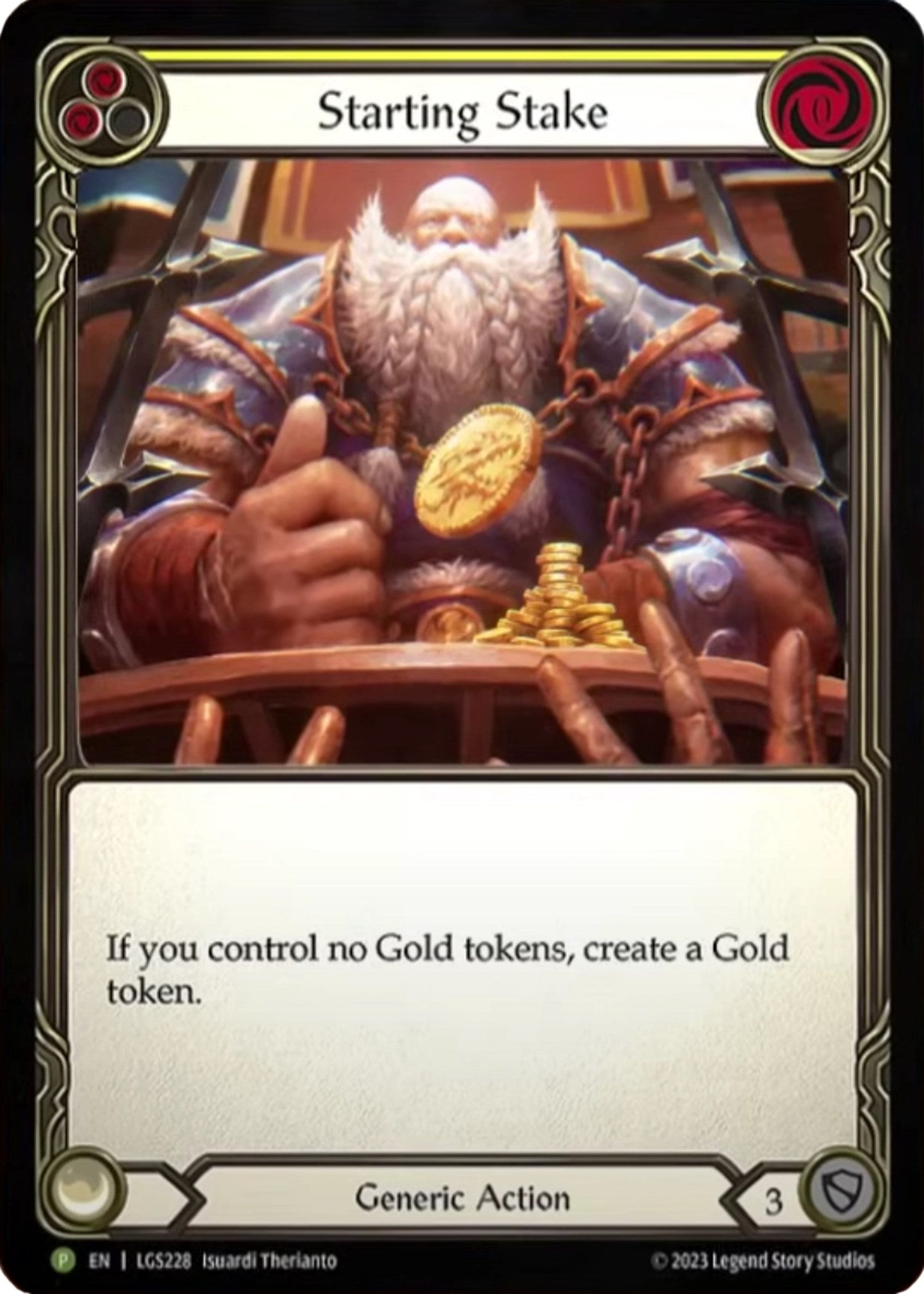 Starting Stake (Yellow) (Cold Foil) [LGS228] (Promo)  Cold Foil | GnG Games