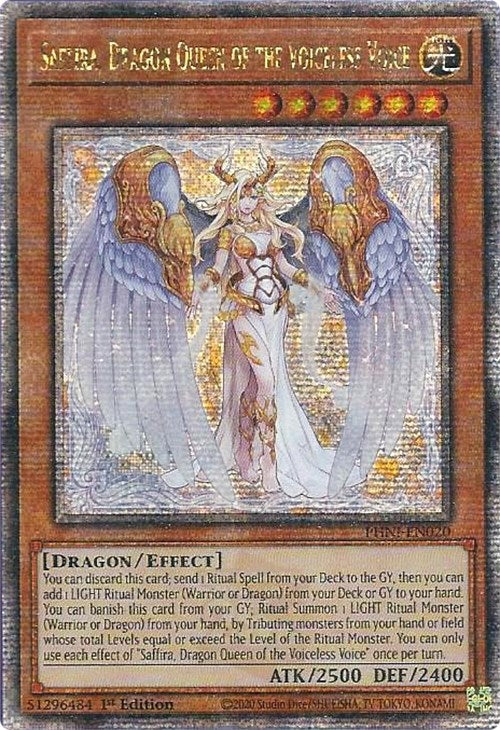 Saffira, Dragon Queen of the Voiceless Voice [PHNI-EN020] Quarter Century Secret Rare | GnG Games