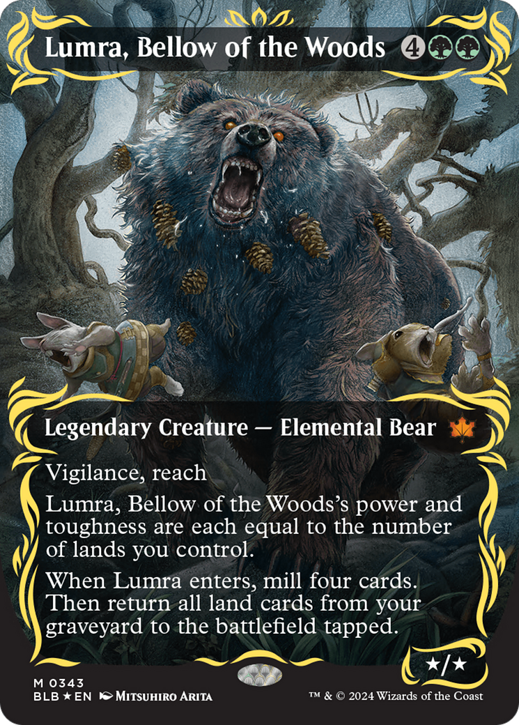 Lumra, Bellow of the Woods (Borderless) (Raised Foil) [Bloomburrow] | GnG Games