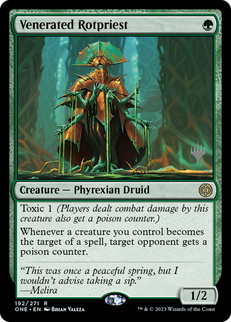 Venerated Rotpriest (Promo Pack) [Phyrexia: All Will Be One Promos] | GnG Games