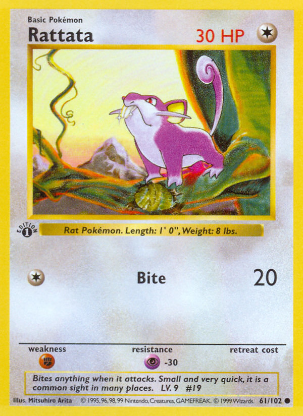 Rattata (61/102) (Shadowless) [Base Set 1st Edition] | GnG Games