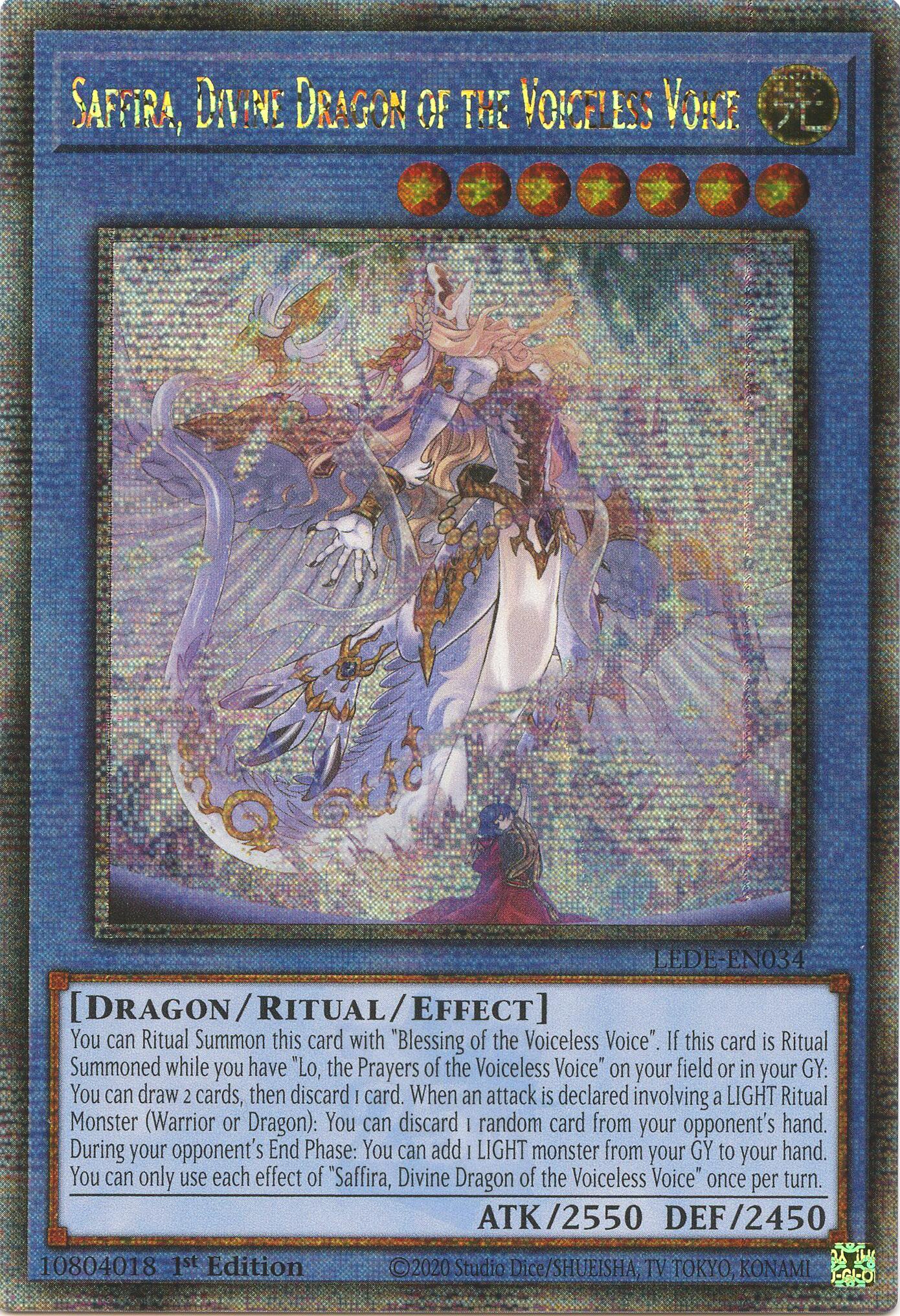 Saffira, Divine Dragon of the Voiceless Voice (Quarter Century Secret Rare) [LEDE-EN034] Quarter Century Secret Rare | GnG Games