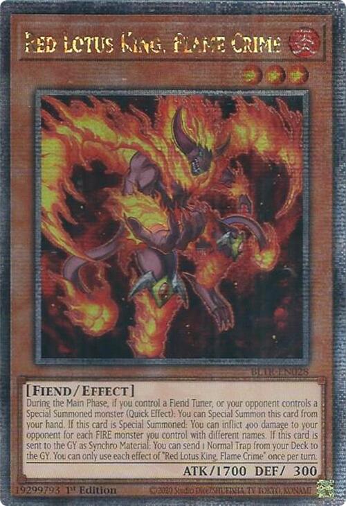 Red Lotus King, Flame Crime (Quarter Century Secret Rare) [BLTR-EN028] Quarter Century Secret Rare | GnG Games