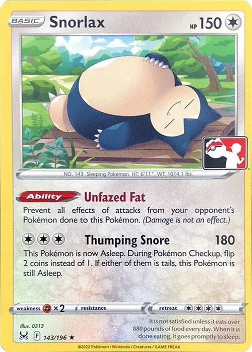 Snorlax (143/196) [Prize Pack Series Three] | GnG Games