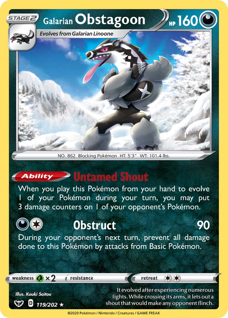 Galarian Obstagoon (119/202) (Theme Deck Exclusive) [Sword & Shield: Base Set] | GnG Games
