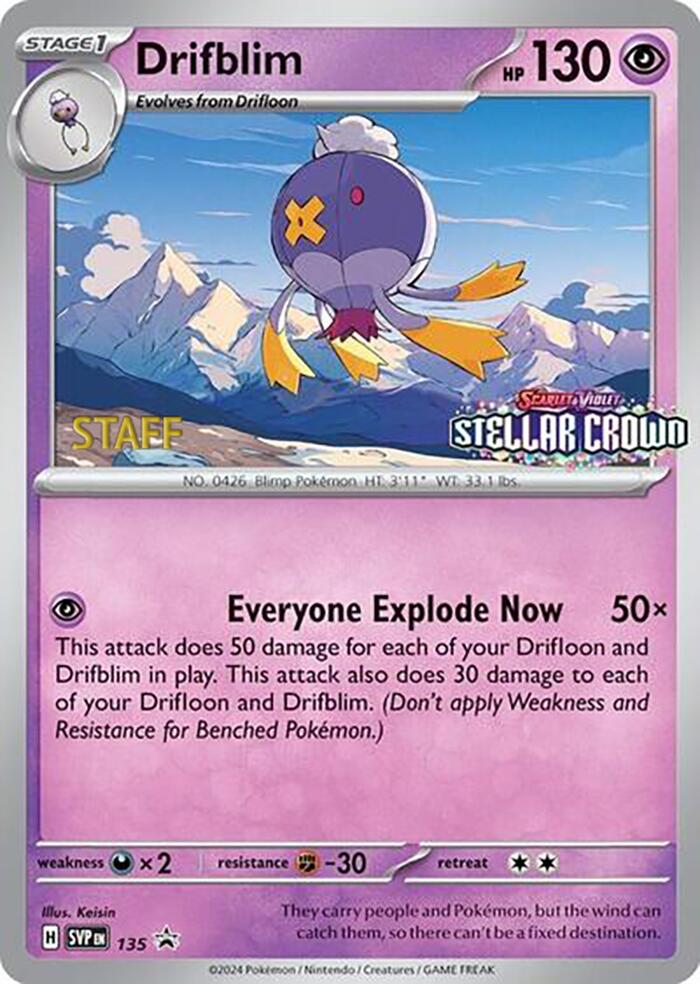 Drifblim (135) (Staff Promo) [Scarlet & Violet: Black Star Promos] | GnG Games