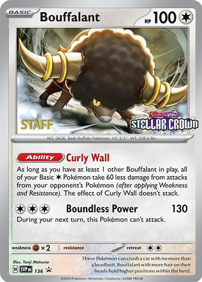 Bouffalant (136) (Staff Promo) [Scarlet & Violet: Black Star Promos] | GnG Games