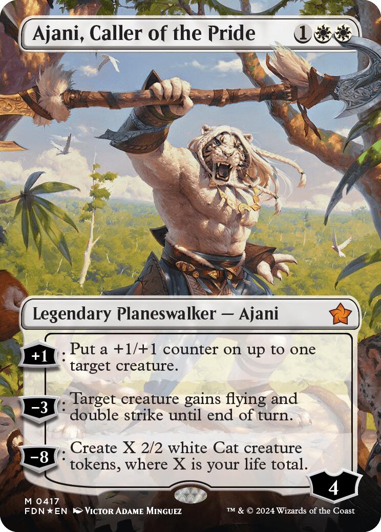 Ajani, Caller of the Pride (Borderless) (Mana Foil) [Foundations] | GnG Games