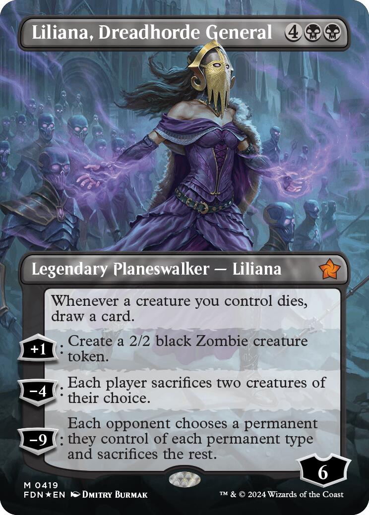 Liliana, Dreadhorde General (Borderless) (Mana Foil) [Foundations] | GnG Games