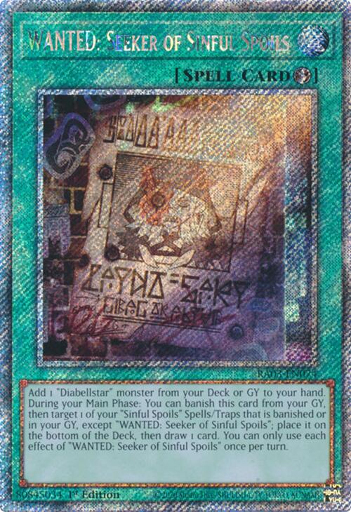 WANTED: Seeker of Sinful Spoils (Platinum Secret Rare) [RA03-EN074] Platinum Secret Rare | GnG Games