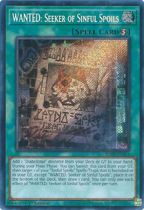 WANTED: Seeker of Sinful Spoils (Secret Rare) [RA03-EN074] Secret Rare | GnG Games