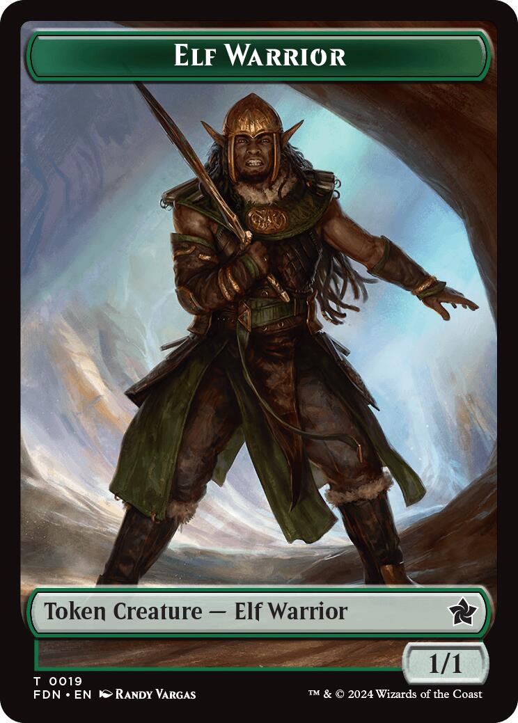 Elf Warrior // Raccoon Doubled-Sided Token [Foundations Tokens] | GnG Games