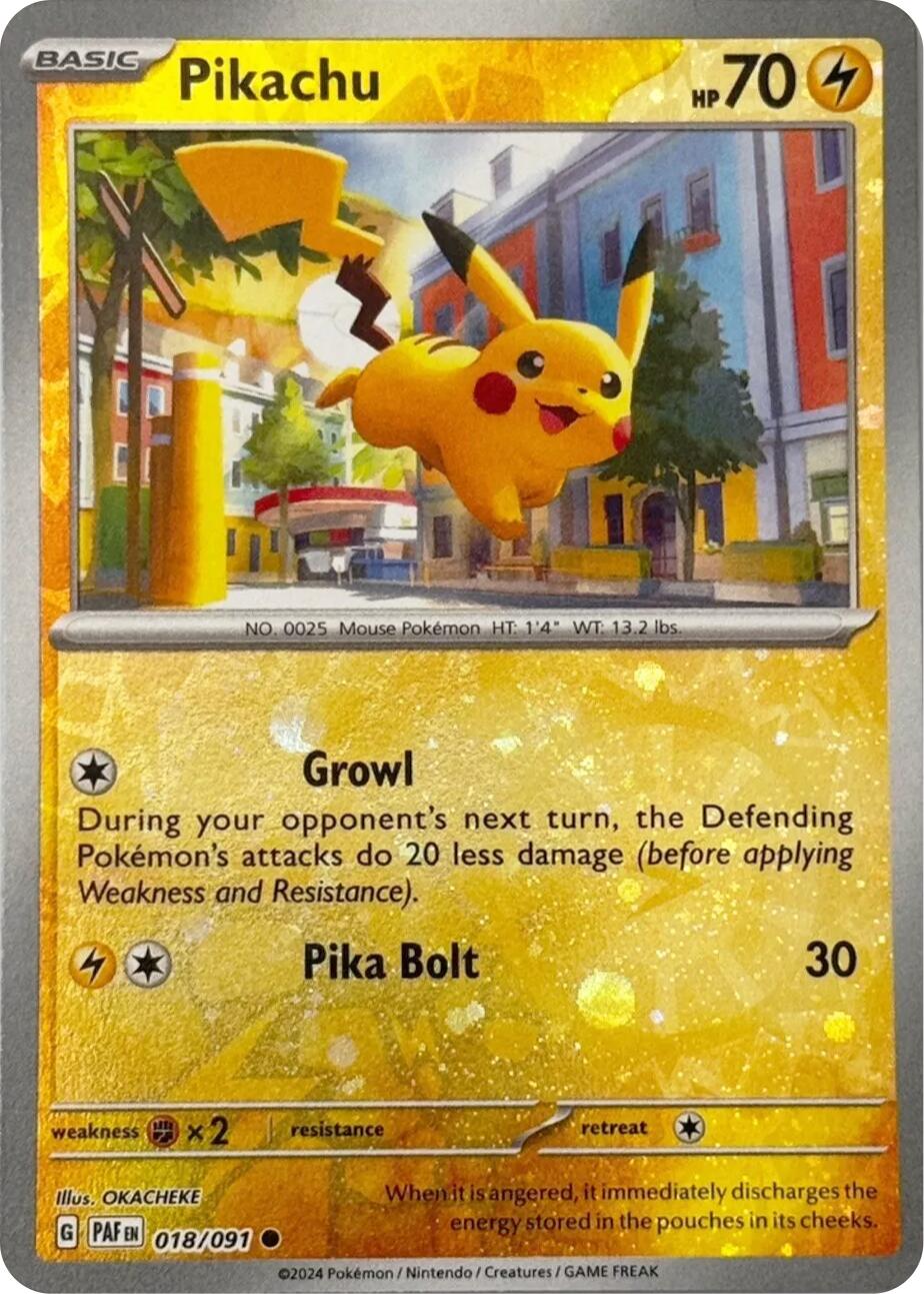 Pikachu (018/091) (Reverse Cosmos Holo) [Scarlet & Violet: Paldean Fates] | GnG Games