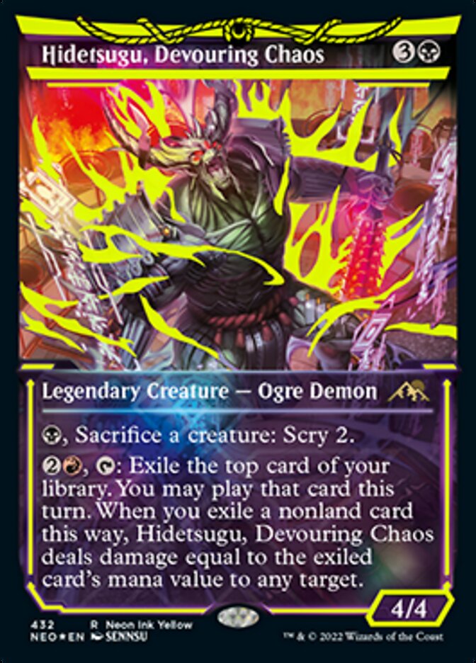 Hidetsugu, Devouring Chaos (Neon Ink Yellow) [Kamigawa: Neon Dynasty] | GnG Games