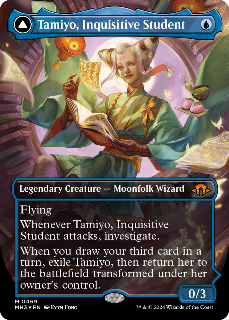 Tamiyo, Inquisitive Student // Tamiyo, Seasoned Scholar (Borderless) (Textured Foil) [Modern Horizons 3] | GnG Games