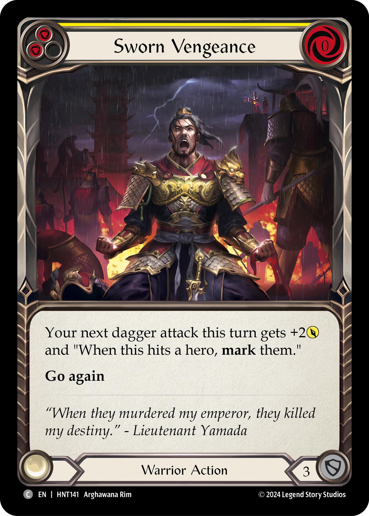 Sworn Vengeance (Yellow) [HNT141] (The Hunted)  Rainbow Foil | GnG Games