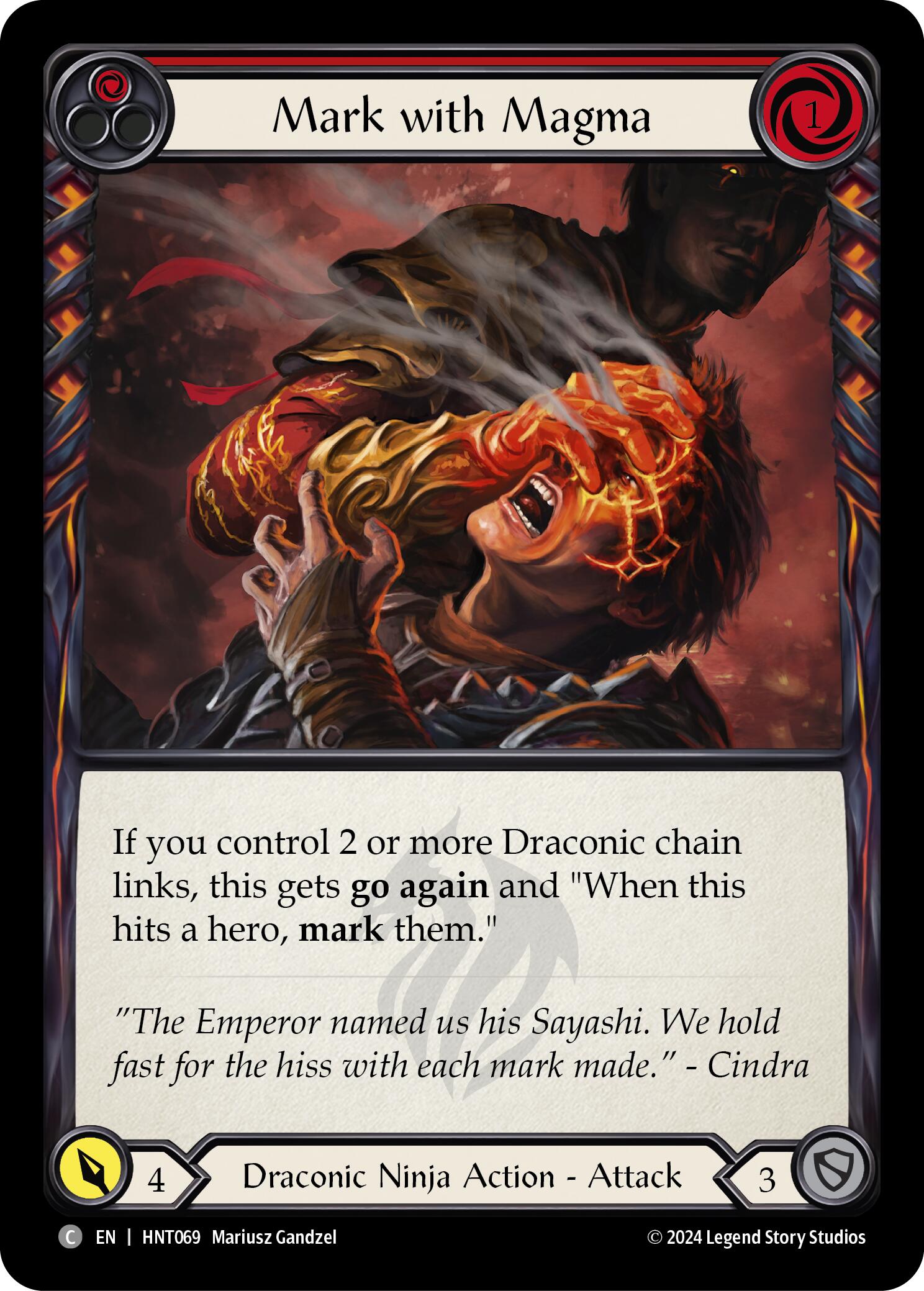 Mark with Magma (Red) [HNT069] (The Hunted)  Rainbow Foil | GnG Games