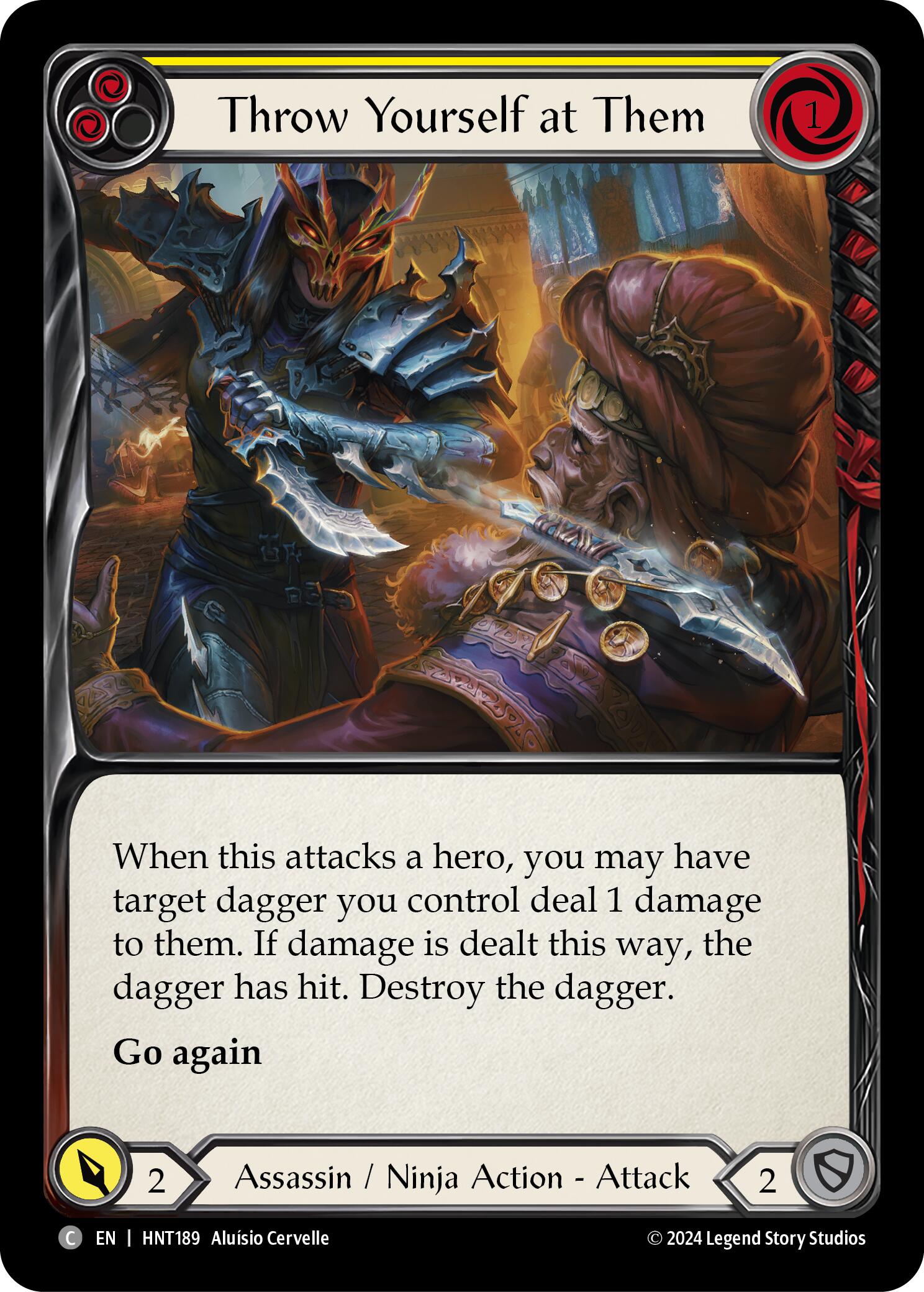 Throw Yourself at Them (Yellow) [HNT189] (The Hunted)  Rainbow Foil | GnG Games